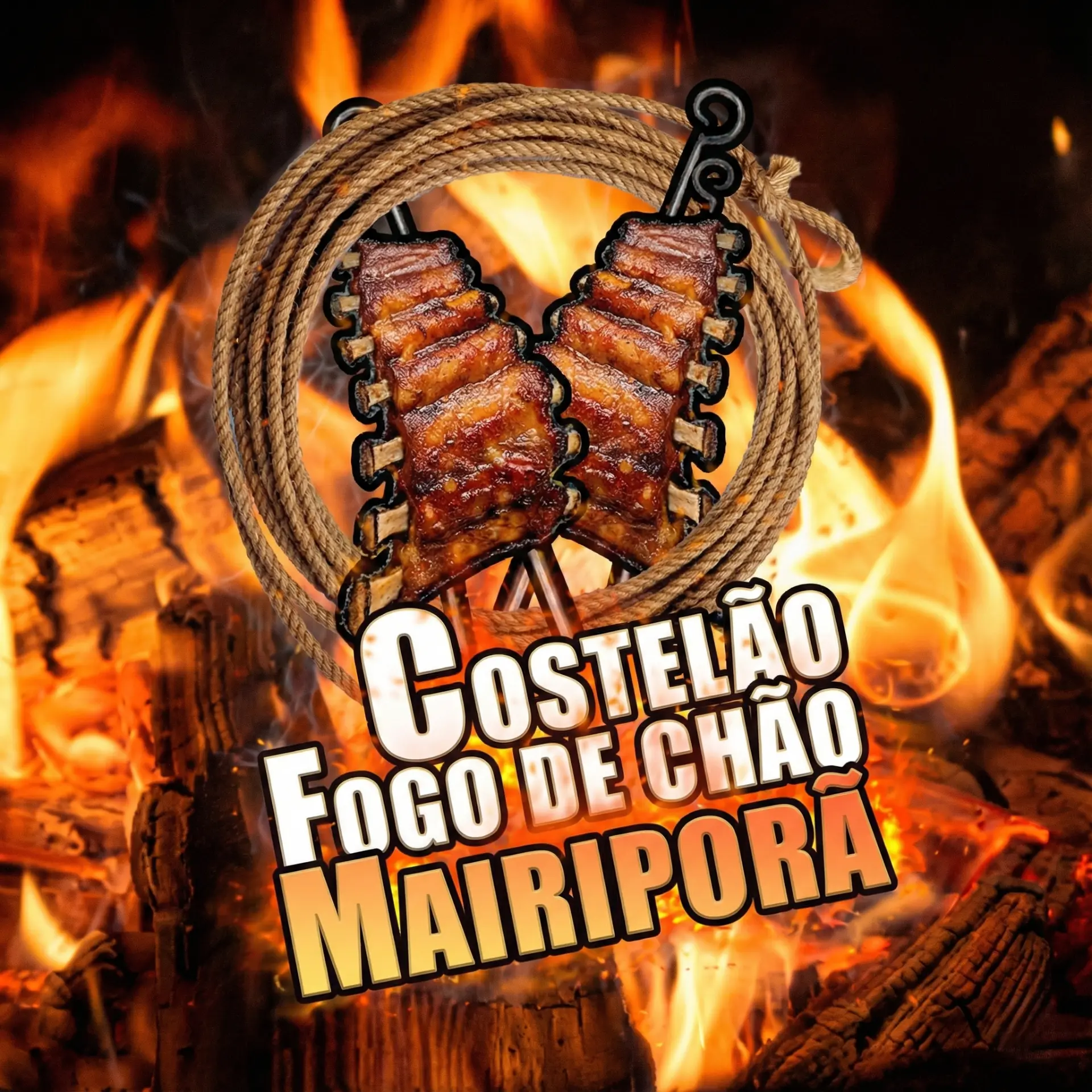 Logo do Costelão Fogo de Chão Mairiporã com costelas na brasa